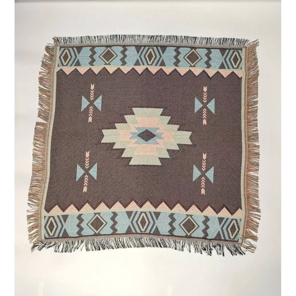 Southwestern Throw Sofa Blanket Tribal Fringed Tapestry Woven Rustic 35